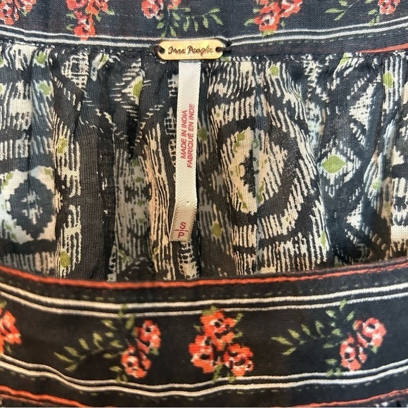 Free People Mostly Meadow Boho Hippie Puff Sleeve Semi Sheer Lace & Fringe Top - Picture 16 of 16